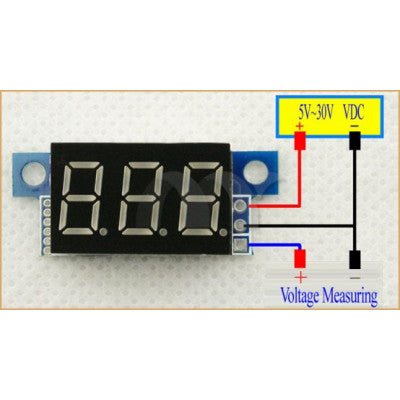 An 0.72 cm (0.28 inch) 0-100V Three Wire DC Voltmeter Red