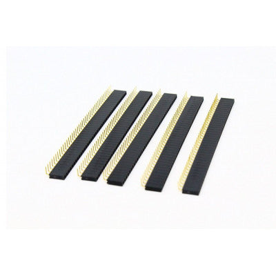 An 1x40 2.54mm Pitch Female Berg Strip Header (Right Angle)