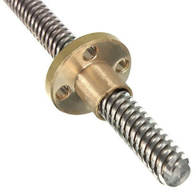 An 350mm Trapezoidal 4 Start Lead Screw 8mm Thread 2mm Pitch Lead Screw with Copper Nut