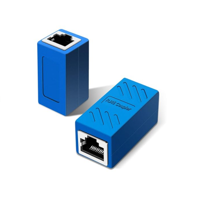 An Blue RJ45 Female To Female CAT6 Network Ethernet LAN Connector Adapter