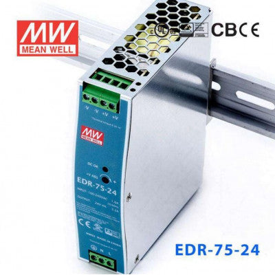 An EDR-75-24 Mean well SMPS - 24V 3.2A 76.8W Din Rail Metal Power Supply