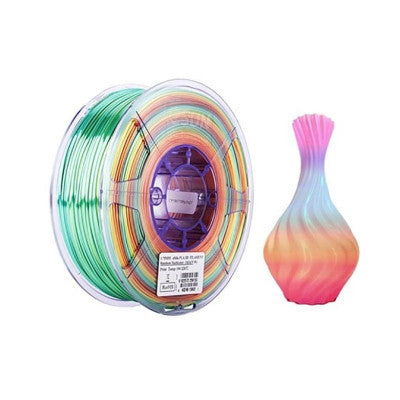 An eSilk-PLA filament Rainbow Multicolor