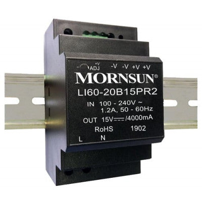 An LI60-20B15PR2 Mornsun SMPS - 15V 4A 60W AC/DC DIN-Rail Power Supply