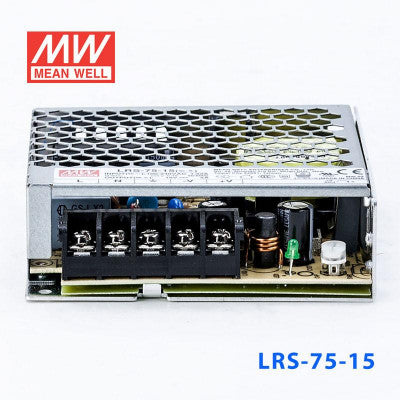An LRS-75-15 Mean Well SMPS - 15V 5A - 75W Metal Power Supply