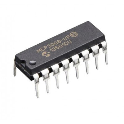 An MCP3008 8-Channel 10-Bit A/D Converter with SPI Interface IC DIP-16 Package