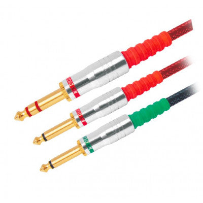 An MX 6.35mm P-38 Stereo Male Plug To MX 2 P-38 Mono Male Plug Cord Heavy Duty Shiny Chrome 6mm Cable 5 Meter (MX-3047B)