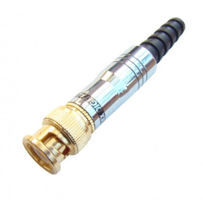 An MX BNC Male Plug Connector Full Metal Tip Gold Plated Heavy Duty Shiny Chrome (MX-2888)