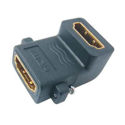 An MX HDMI 19 Pin Female Socket To MX HDMI 19 Pin Female Socket Connector 90º with Screw Locking (MX-3067)