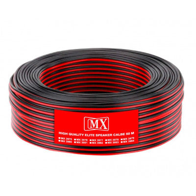 An MX High Performance Speaker Cable Red and Black 65 Wire OD 3.6mm x 7.2mm - 50 Meter Coil (MX-3978)