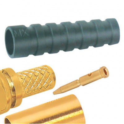 An MX SMA Male Connector Crimp Type For RG-58U and RG-174U Cable Fully Gold Plated with Boot (MX-336A)