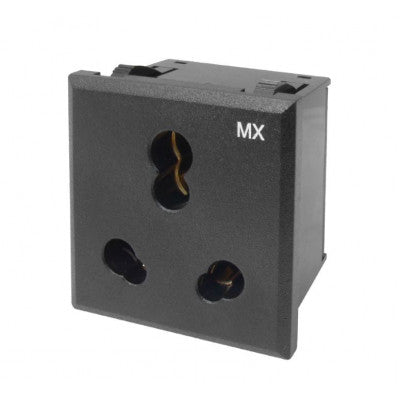 An MX Snap Mounting AC Outlet Indian Standard PC Molding 6 Amp 16 Amp (MX-3123)