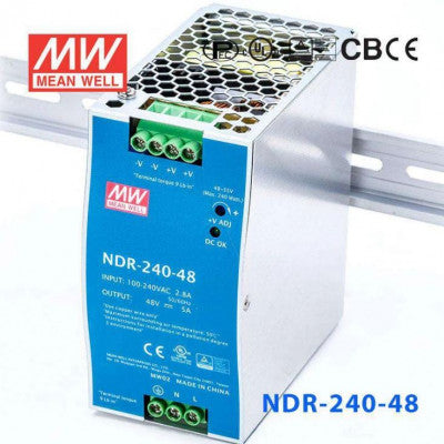An NDR-240-48 Mean well SMPS - 48V 5A-240W Din Rail Metal Power Supply