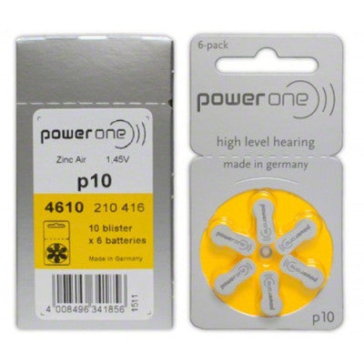 An PowerOne P10 Hearing AID Battery - 6 Pieces Pack