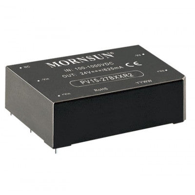 An PV15-27B24R2 Mornsun 100-1000V to 24V DC-DC Converter 15W Power Supply Module - Horizontal PCB Mounting Package