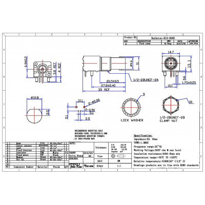 An Right Angle Plastic BNC Female Jack PCB Mount