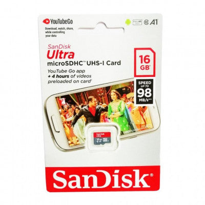 An SanDisk 16GB Micro SD Class 10 Memory Card