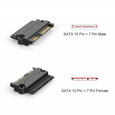 An SATA (7+15PIN) Male to SATA 7+ 9P Female Adapter