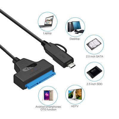 An SATA3.0 to USB3.0 / Type C 2in1 External Hard Disk Data Cable - 20CM