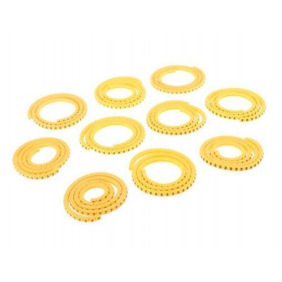 An Self Locking Yellow Flexible Cable Marker PVC Ferrules (Numbered 0 to 9) 1.5 sq mm