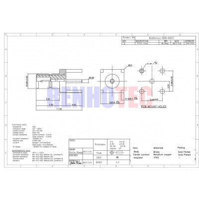 An SMB Connector Jack Straight Through Hole PCB Mount