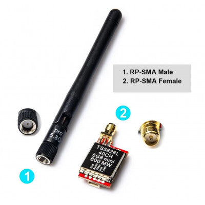 An TS5828L 5.8G 600MW 40CH Transmitter with Antenna