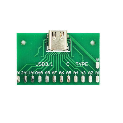 An USB 3.1 Female Socket Type C Connector 24 Pins Breakout PCB Board