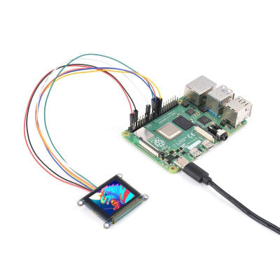An Waveshare 1.27inch RGB OLED Display Module, 128x96 Resolution, 262K Colors, SPI Interface