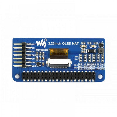 An Waveshare 5.6 CM (2.23 inch) 128x32 OLED Display HAT for Raspberry Pi