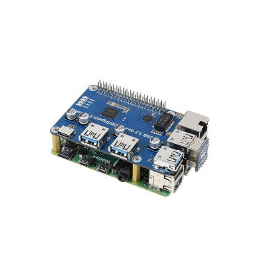An Waveshare USB 3.2 Gen1 And Gigabit Ethernet HUB HAT for Raspberry Pi, 3x USB, 1x Gigabit ETH, Driver-Free