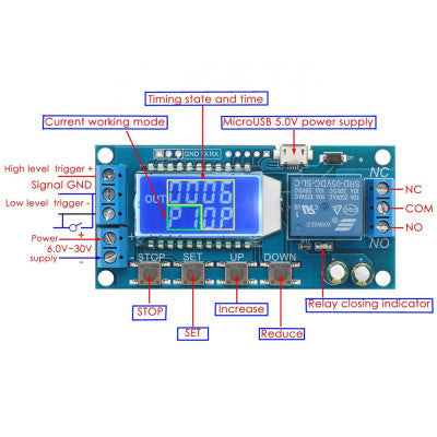 An XY-LJ02 6-30V Micro USB Digital LCD Display Time Module