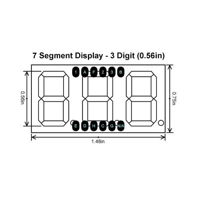 An 0.56 inch Red 3 Digit 7 Segment LED Display CC 12pin - Pack of 2
