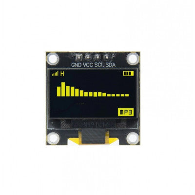 An 2.44 cm (0.96 Inch) I2C/IIC 128x64 OLED Display Module 4 Pin - Yellow-Blue Color