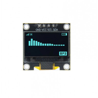 An 2.44 cm (0.96 Inch) I2C/IIC 128x64 OLED Display Module 4 Pin - Yellow-Blue Color
