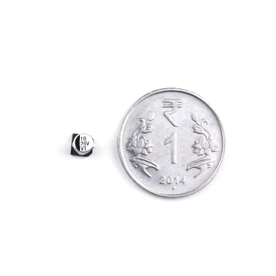 An 10uF 25V (SMD) Electrolytic Capacitor - 5 Pieces Pack