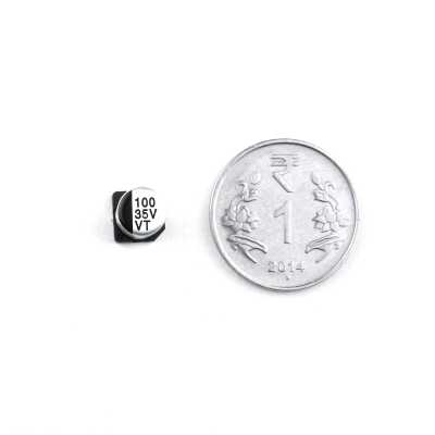 An 100uF 35V (SMD) Electrolytic Capacitor - 5 Pieces Pack
