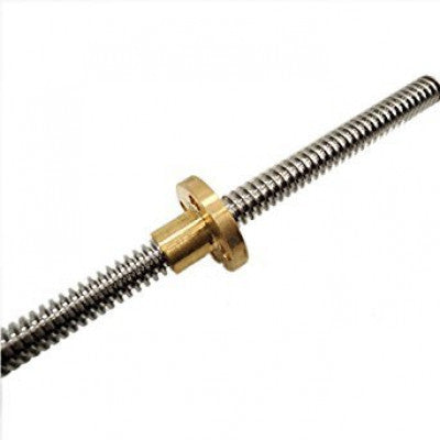 An 1000mm Trapezoidal 4 Start Lead Screw 8mm Thread 2mm Pitch Lead Screw with Copper Nut
