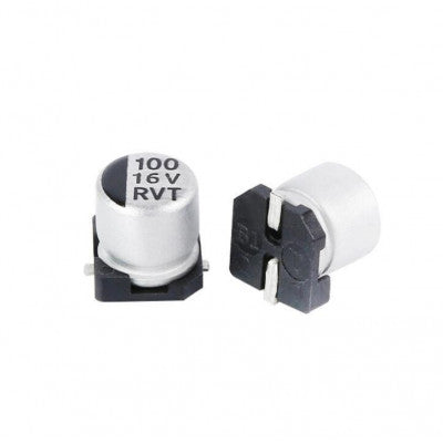 An 100uF 16V (SMD) Electrolytic Capacitor - 5 Pieces Pack
