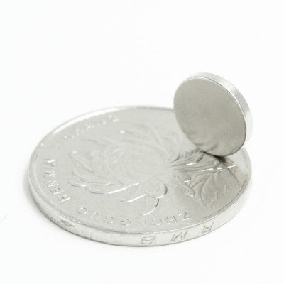 An 10mm x 1.5mm (10x1.5 mm) Neodymium Disc Strong Magnet