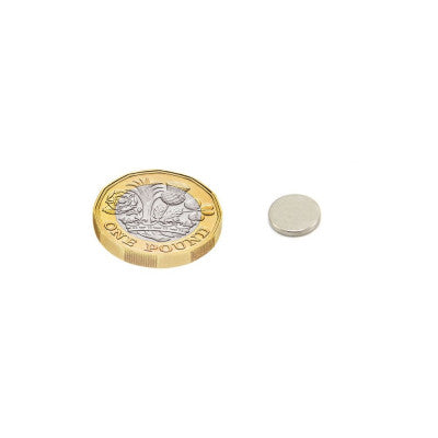 An 10mm x 1.5mm (10x1.5 mm) Neodymium Disc Strong Magnet