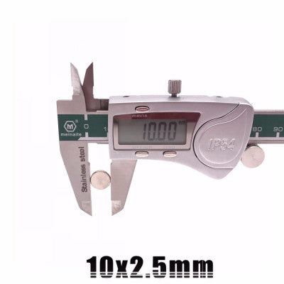 An 10mm x 2.5mm (10x2.5 mm) Neodymium Disc Strong Magnet