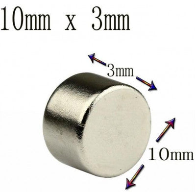 An 10mm x 3mm (10x3 mm) Neodymium Disc Strong Magnet
