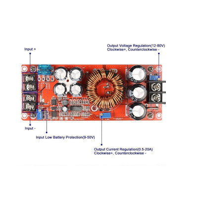 An 1200W DC-DC Boost Step Up Converter 8-60V to 12-83V 20A