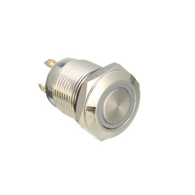 An 12mm 12V Ring Light Self-Lock Non-momentary Metal Push-button Switch-White Light