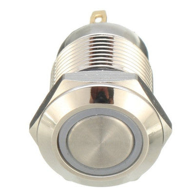 An 12mm 12V Ring Light Self-Lock Non-momentary Metal Push-button Switch-White Light