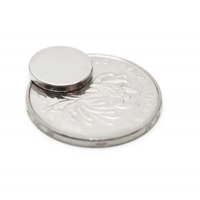 An 12mm x 1.5mm (12x1.5 mm) Neodymium Disc Strong Magnet
