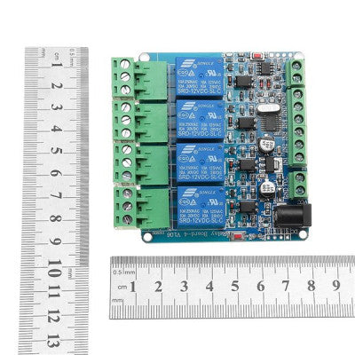 An 12V Modbus RTU 4 Channels Relay Module Optocoupler RS485 MCU for Arduino