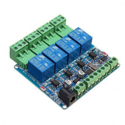 An 12V Modbus RTU 4 Channels Relay Module Optocoupler RS485 MCU for Arduino