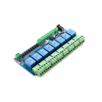 An 12V Modbus RTU 8 Channels Relay Module Input Optocoupler Isolation RS485 MCU