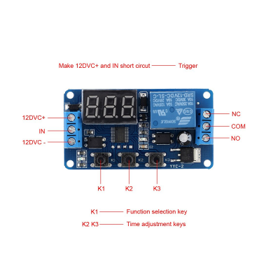 An 12V Relay Module with Automatic Delay Timer