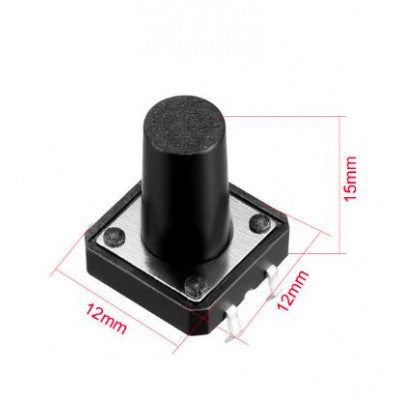 An 12x12x15mm Tactile 4 Pin Push Button Switch - 5 Pieces Pack